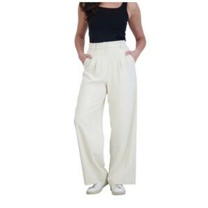 NWT French connection Women's Wide- Leg trouser, cream, size medium